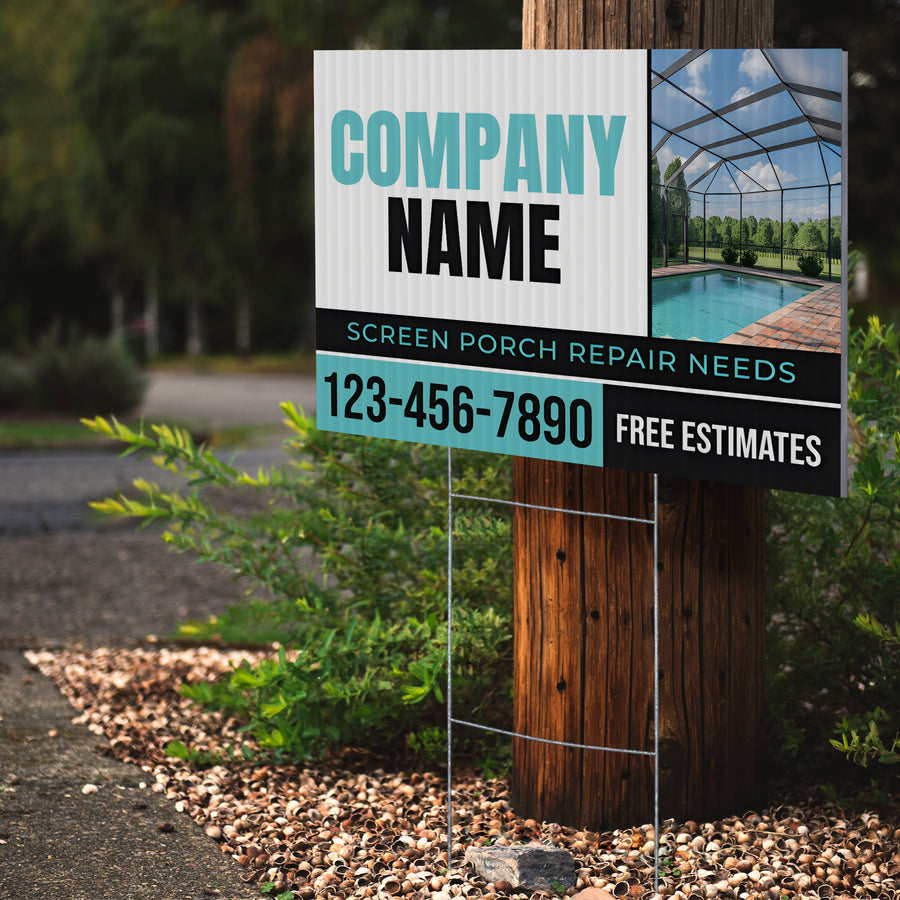 Screen Porch Repair Yard Sign D2 -  BFS-SP-24x18-DS-D2-BFS-SP-24x18-SS-D2