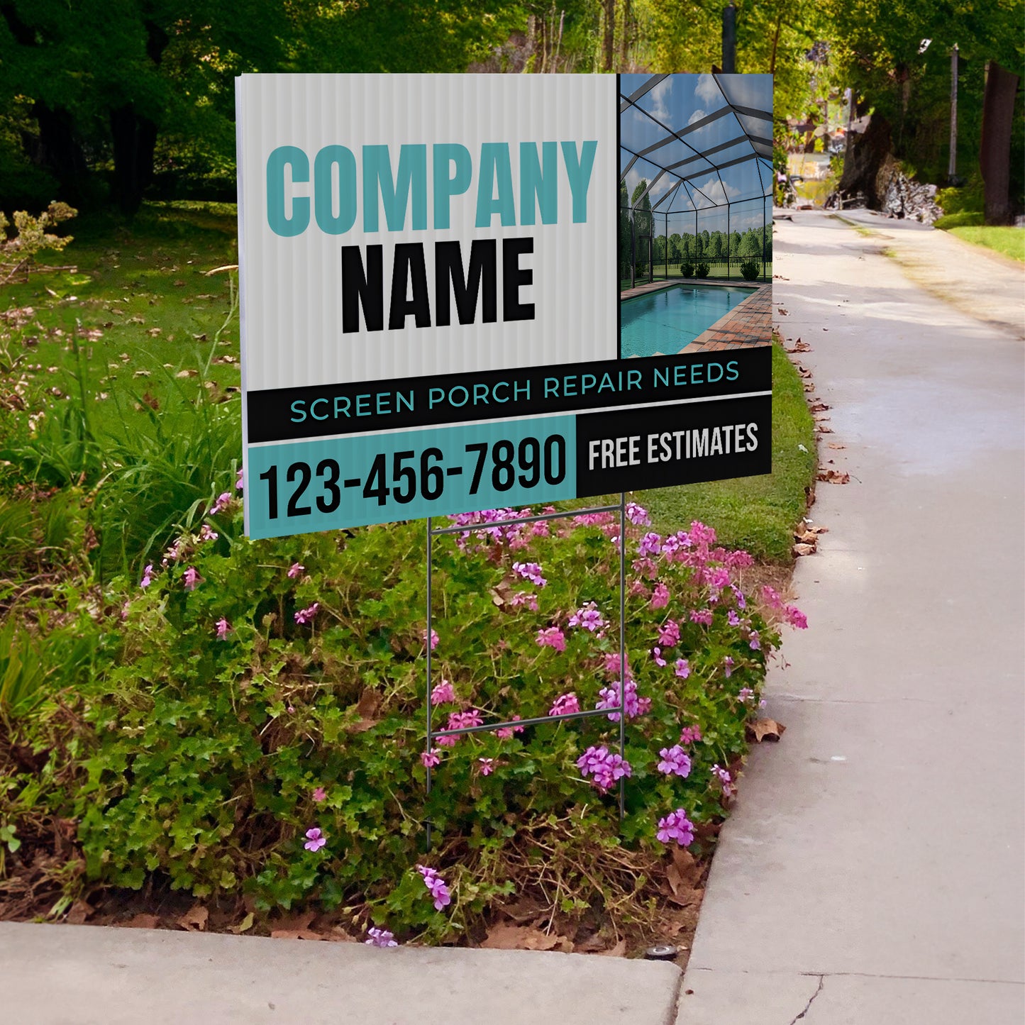 Screen Porch Repair Yard Sign D2 -  BFS-SP-24x18-DS-D2-BFS-SP-24x18-SS-D2