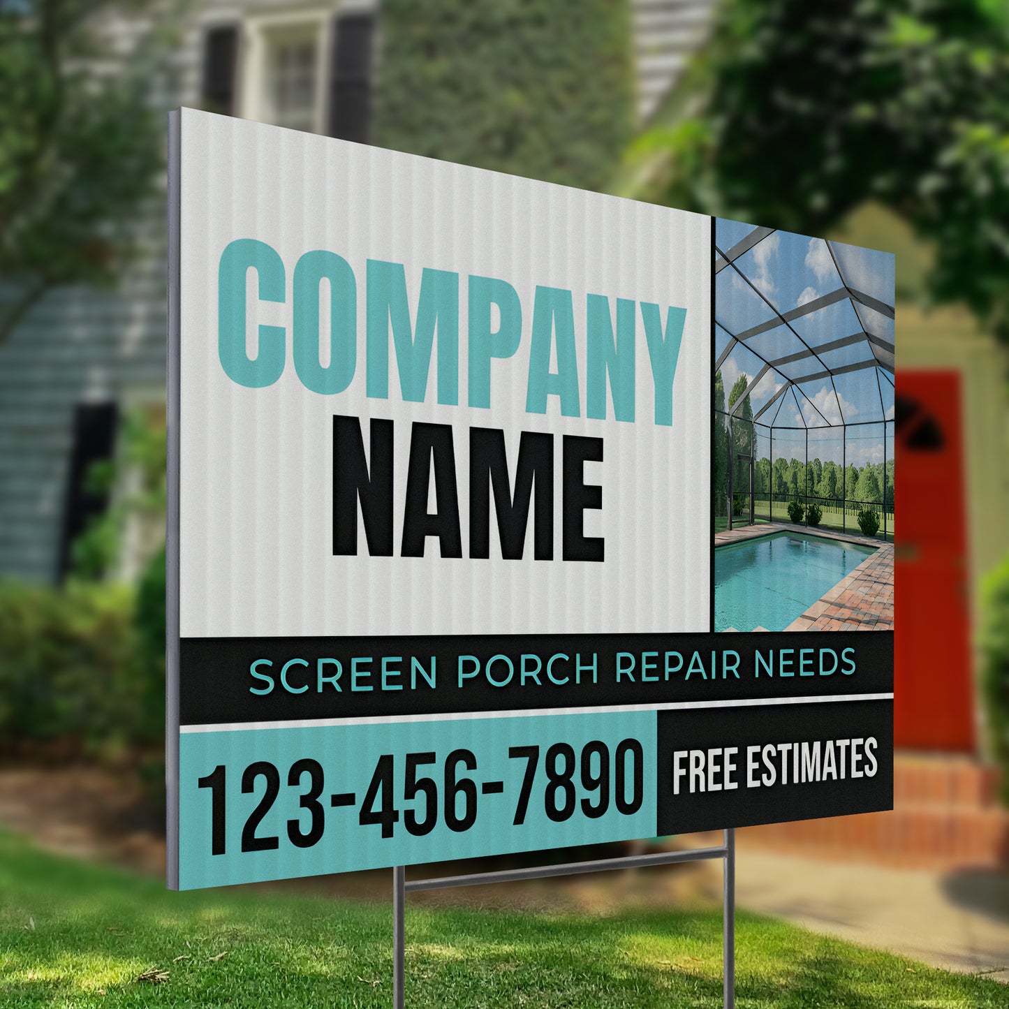 Screen Porch Repair Yard Sign D2 -  BFS-SP-24x18-DS-D2-BFS-SP-24x18-SS-D2