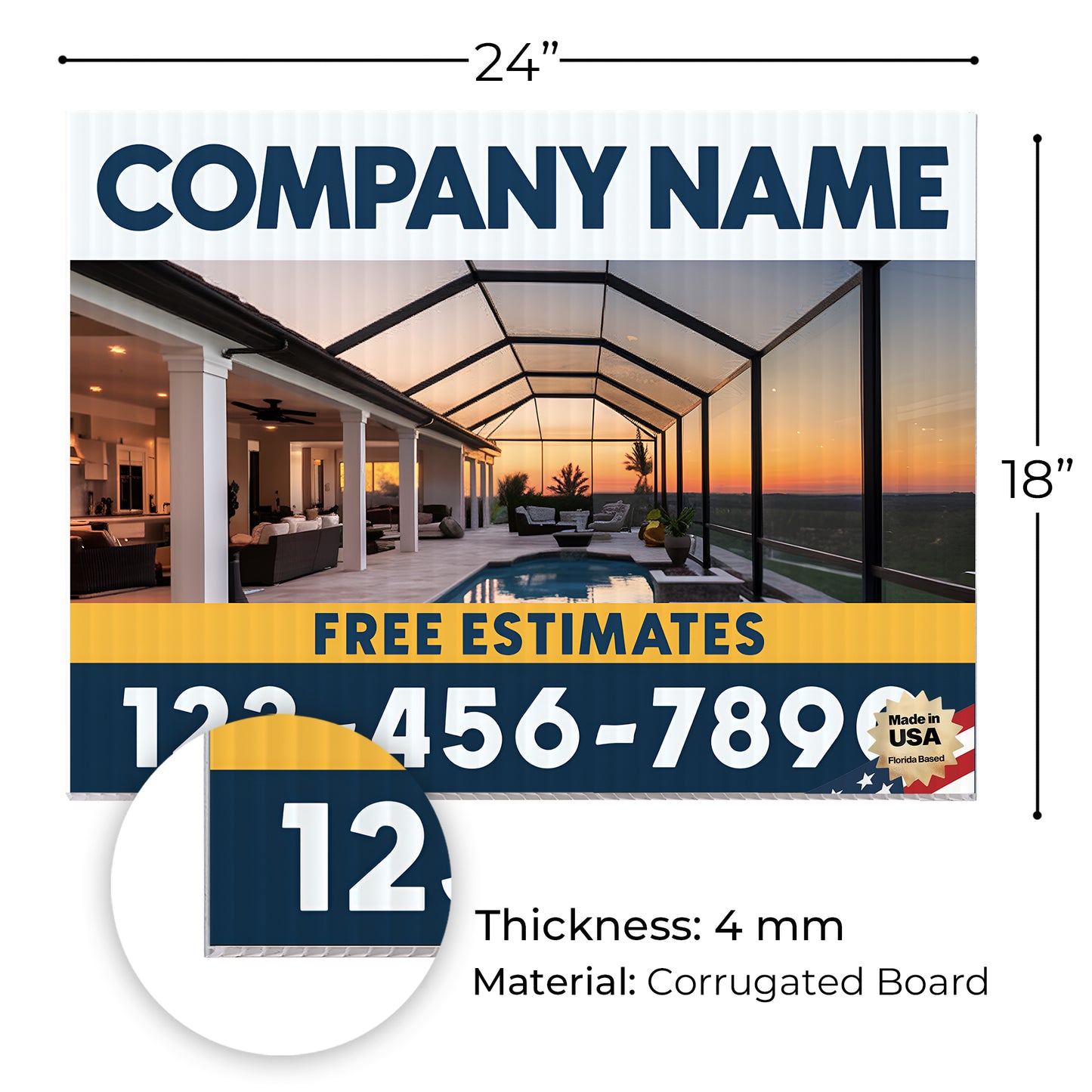 Screen Porch Repair Yard Sign D4 -  BFS-SP-24x18-DS-D4-BFS-SP-24x18-SS-D4