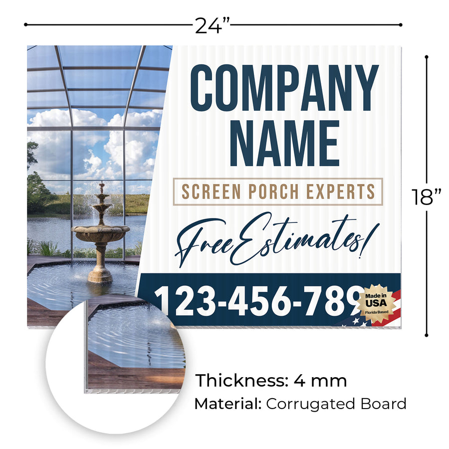 Screen Porch Repair Yard Sign D5 -  BFS-SP-24x18-DS-D5-BFS-SP-24x18-SS-D5