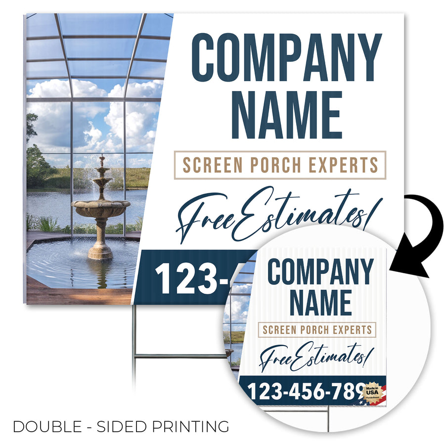 Screen Porch Repair Yard Sign D5 -  BFS-SP-24x18-DS-D5-BFS-SP-24x18-SS-D5