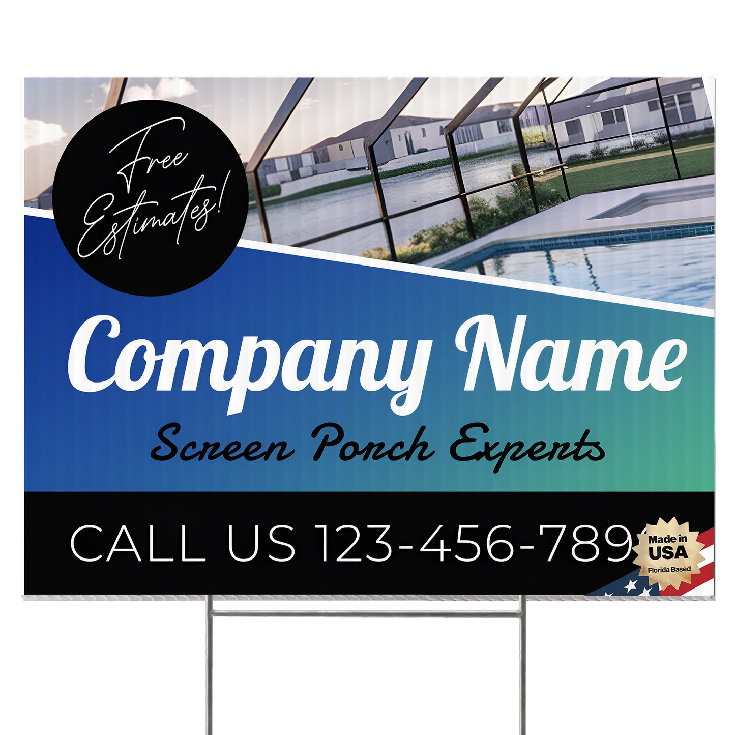 Screen Porch Repair Yard Sign D6 -  BFS-SP-24x18-DS-D6-BFS-SP-24x18-SS-D6