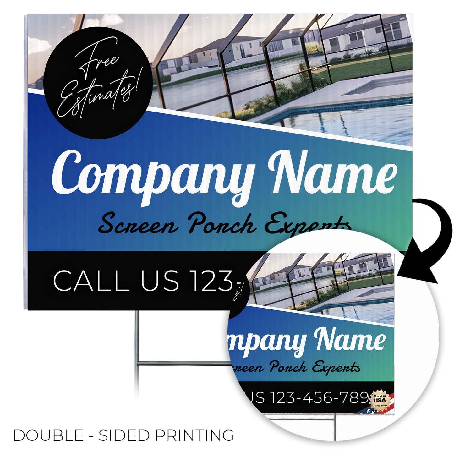 Screen Porch Repair Yard Sign D6 -  BFS-SP-24x18-DS-D6-BFS-SP-24x18-SS-D6