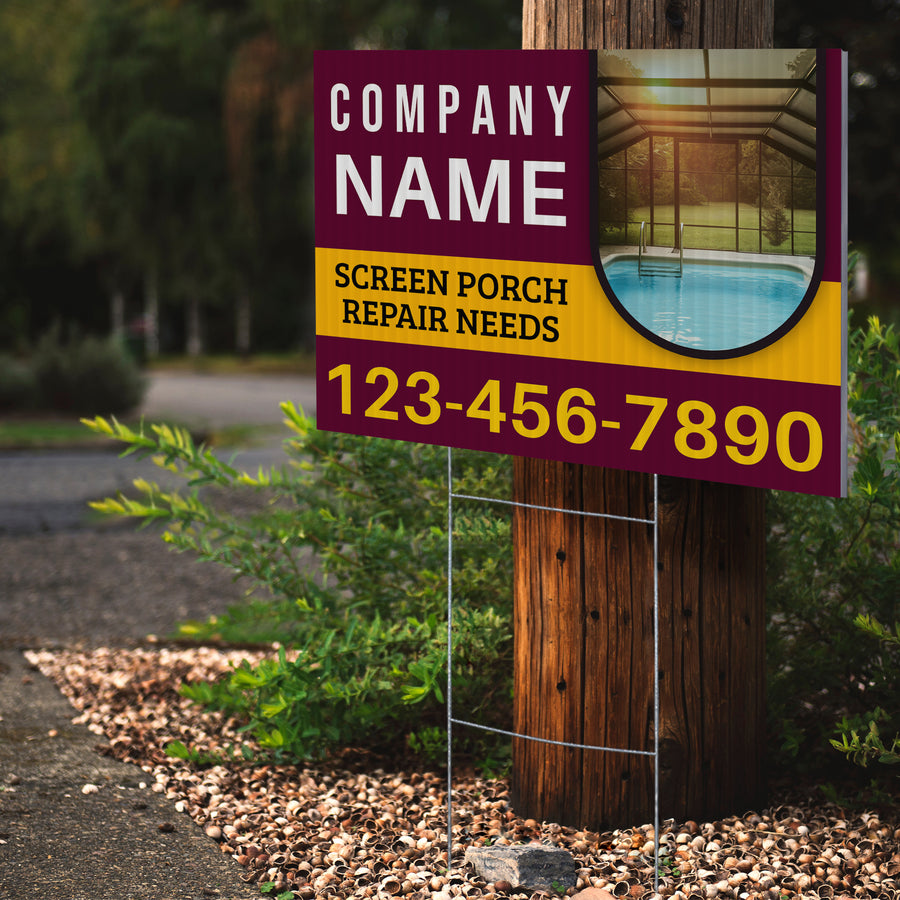 Screen Porch Repair Yard Sign D8 -  BFS-SP-24x18-DS-D8-BFS-SP-24x18-SS-D8
