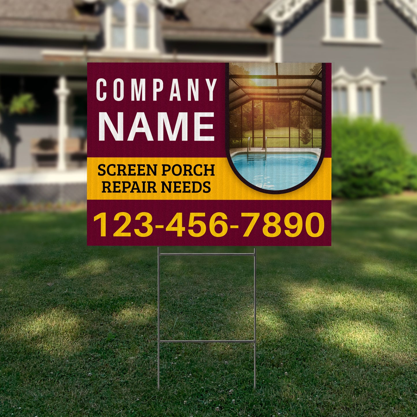 Screen Porch Repair Yard Sign D8 -  BFS-SP-24x18-DS-D8-BFS-SP-24x18-SS-D8