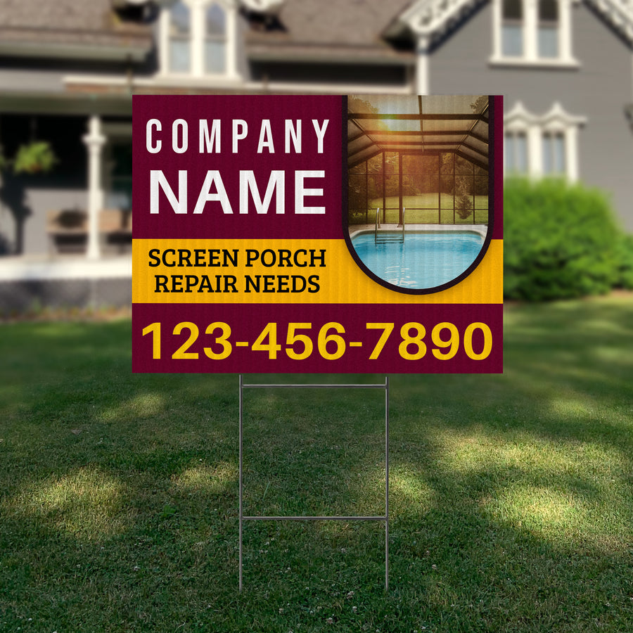 Screen Porch Repair Yard Sign D8 -  BFS-SP-24x18-DS-D8-BFS-SP-24x18-SS-D8