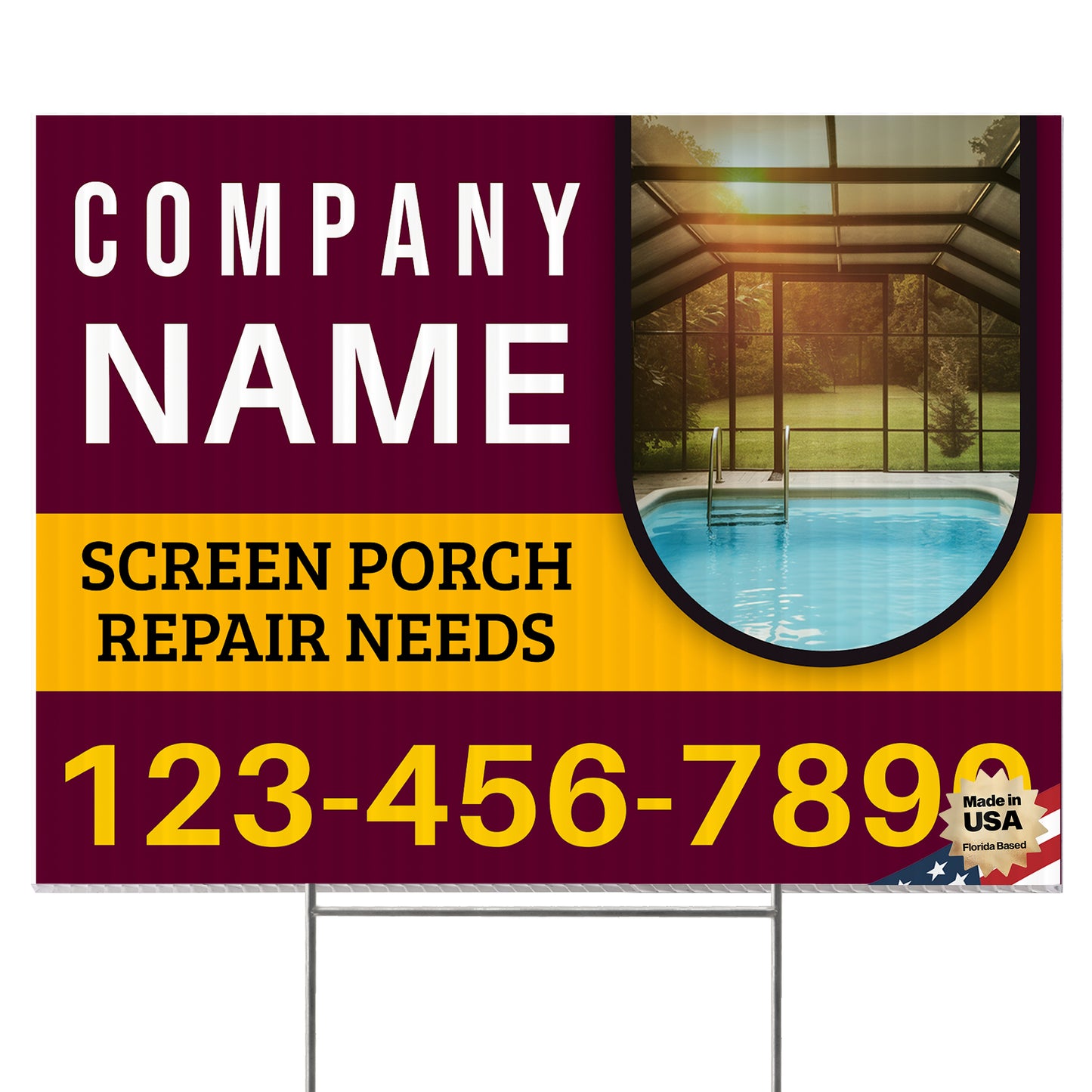 Screen Porch Repair Yard Sign D8 -  BFS-SP-24x18-DS-D8-BFS-SP-24x18-SS-D8
