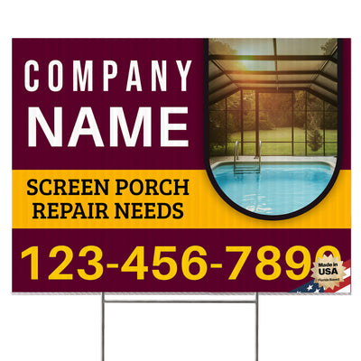 Screen Porch Repair Yard Sign D8 -  BFS-SP-24x18-DS-D8-BFS-SP-24x18-SS-D8