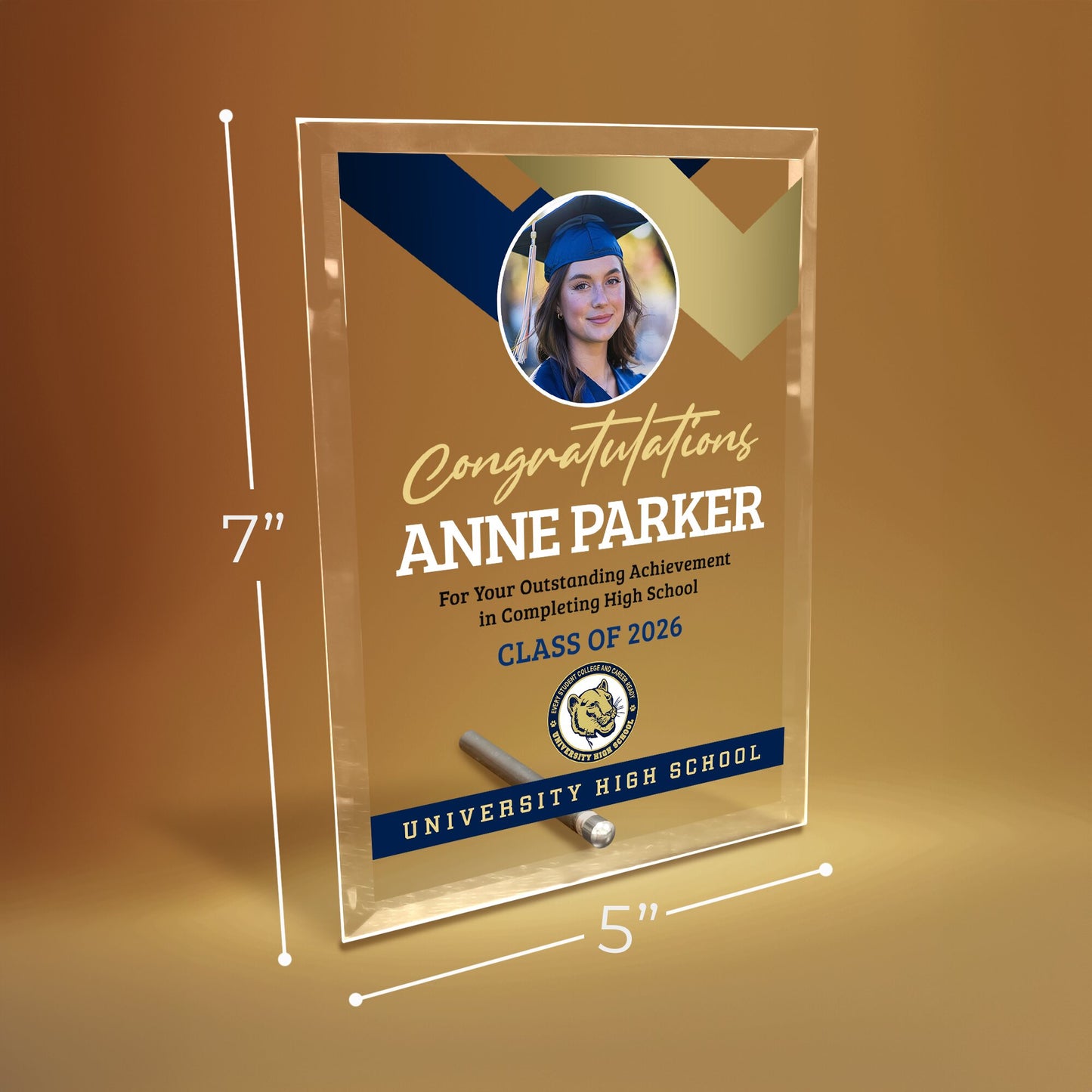 University High School Glass Plaque Design 1