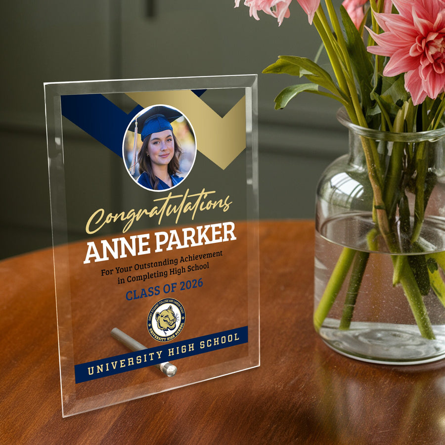 University High School Glass Plaque Design 1
