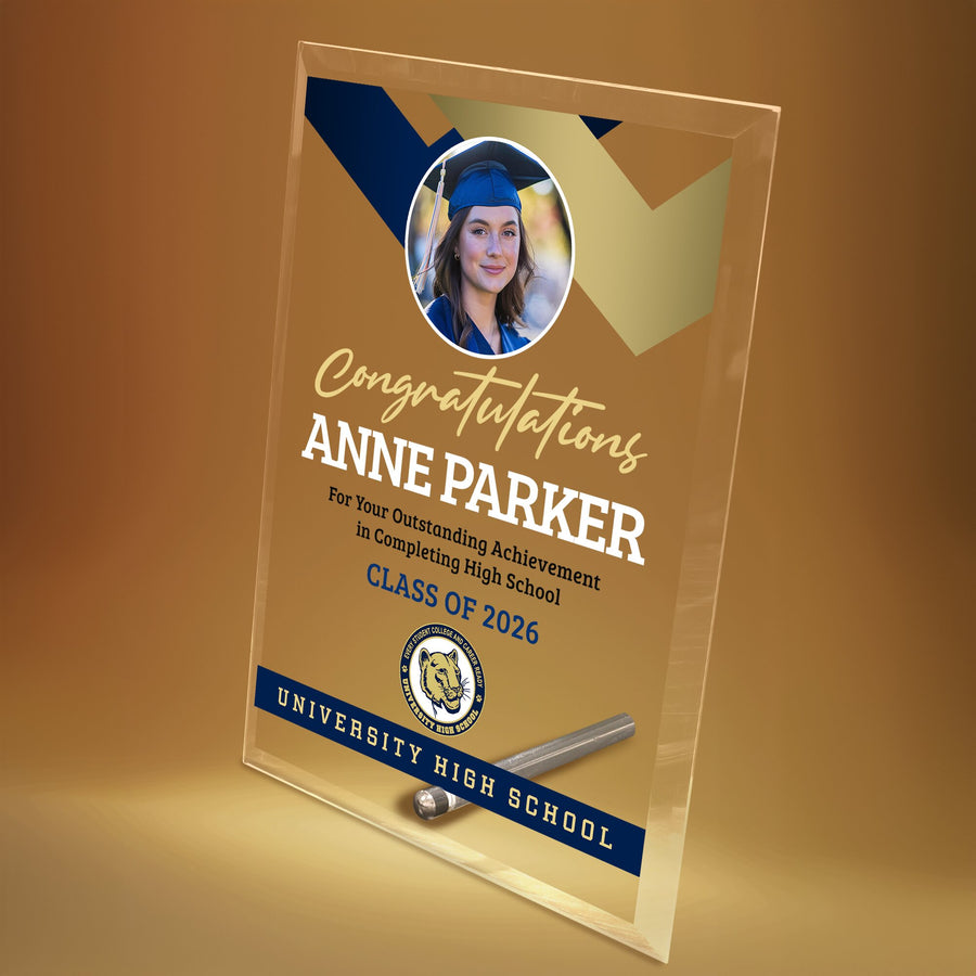 University High School Glass Plaque Design 1