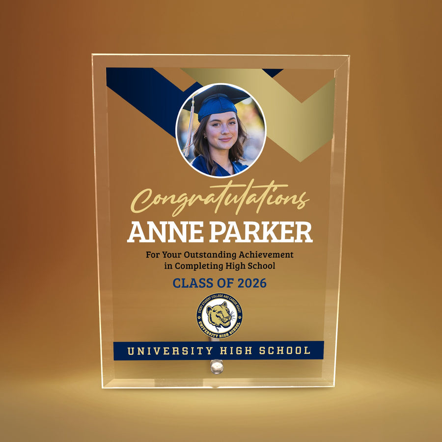 University High School Glass Plaque Design 1