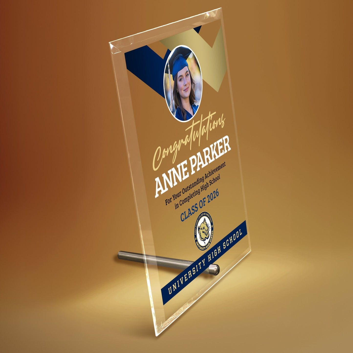 University High School Glass Plaque Design 1
