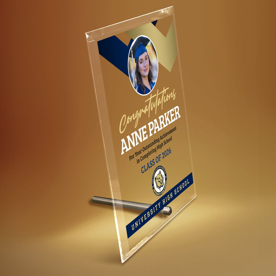 University High School Glass Plaque Design 1