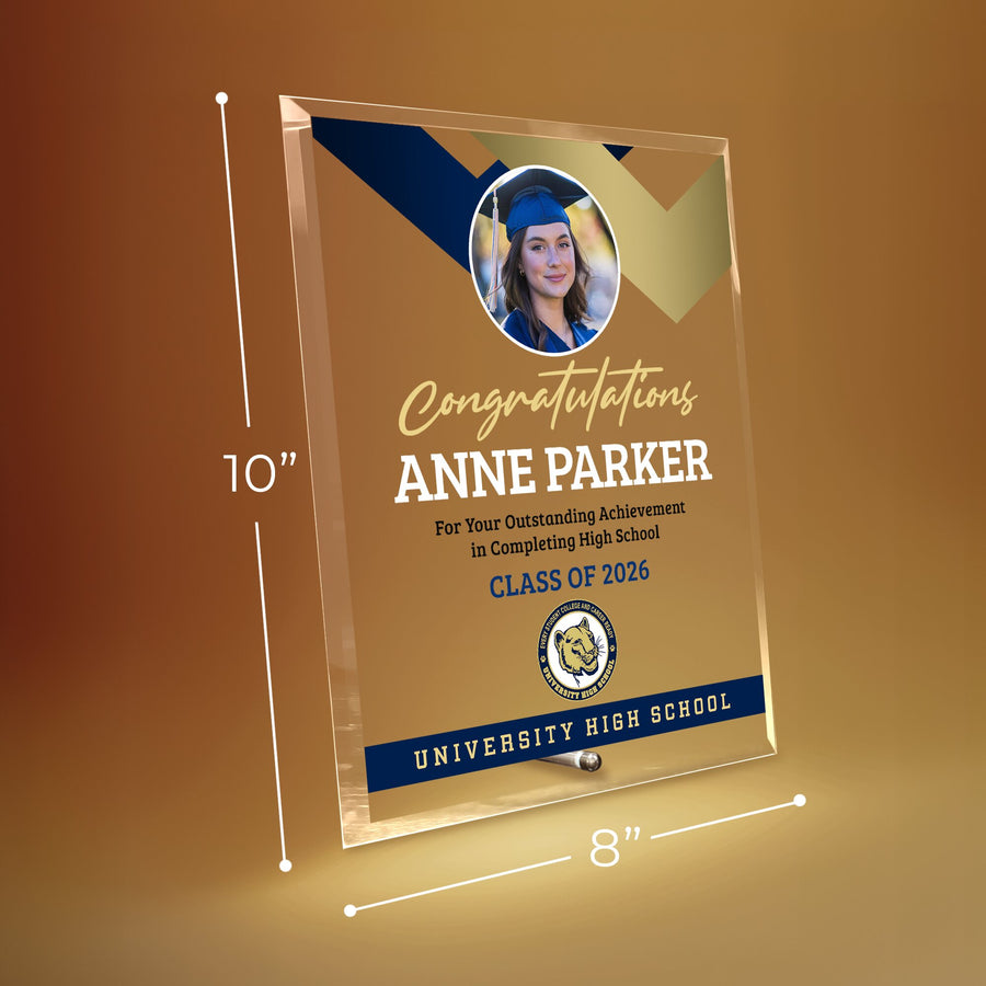 University High School Glass Plaque Design 1