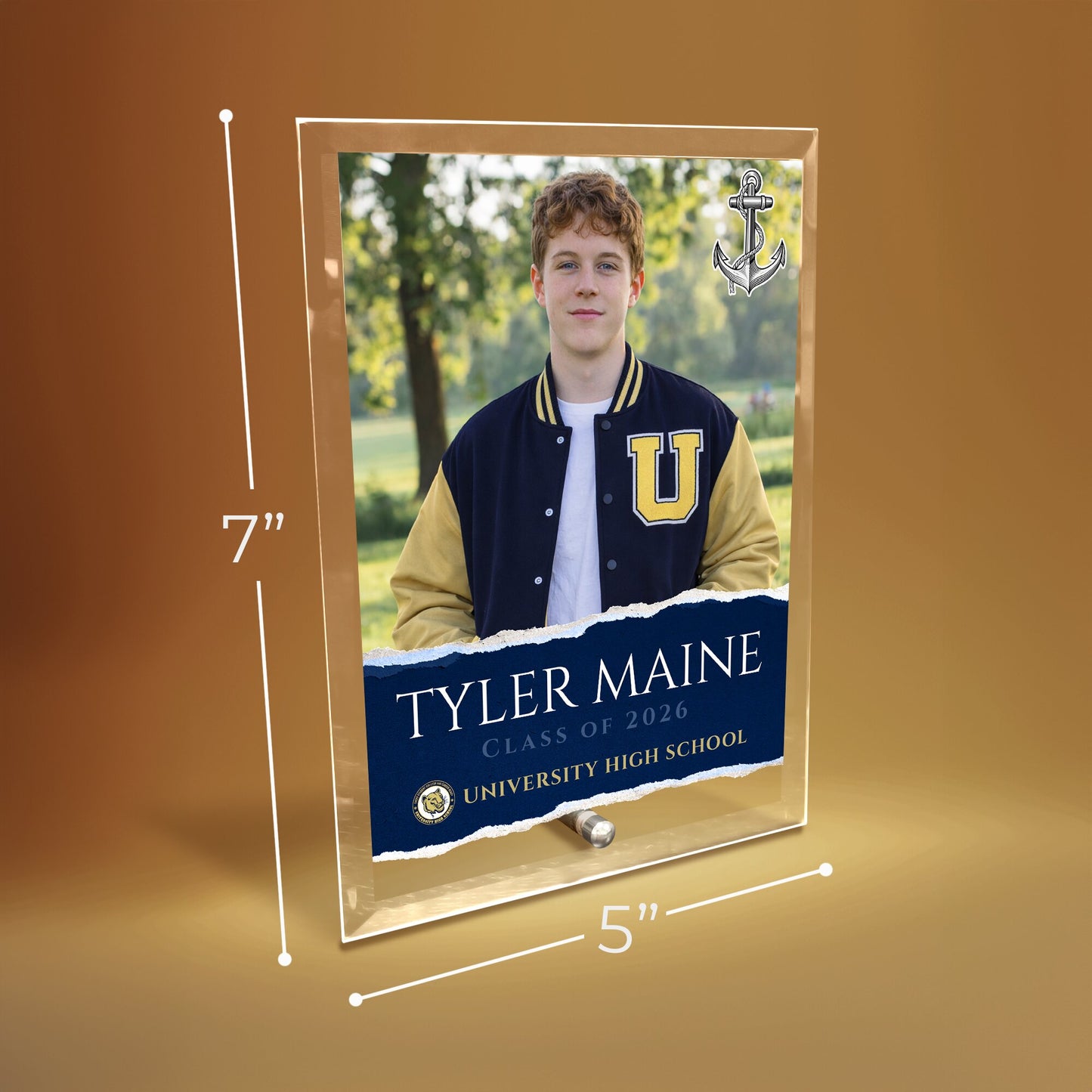 University High School Glass Plaque Design 3