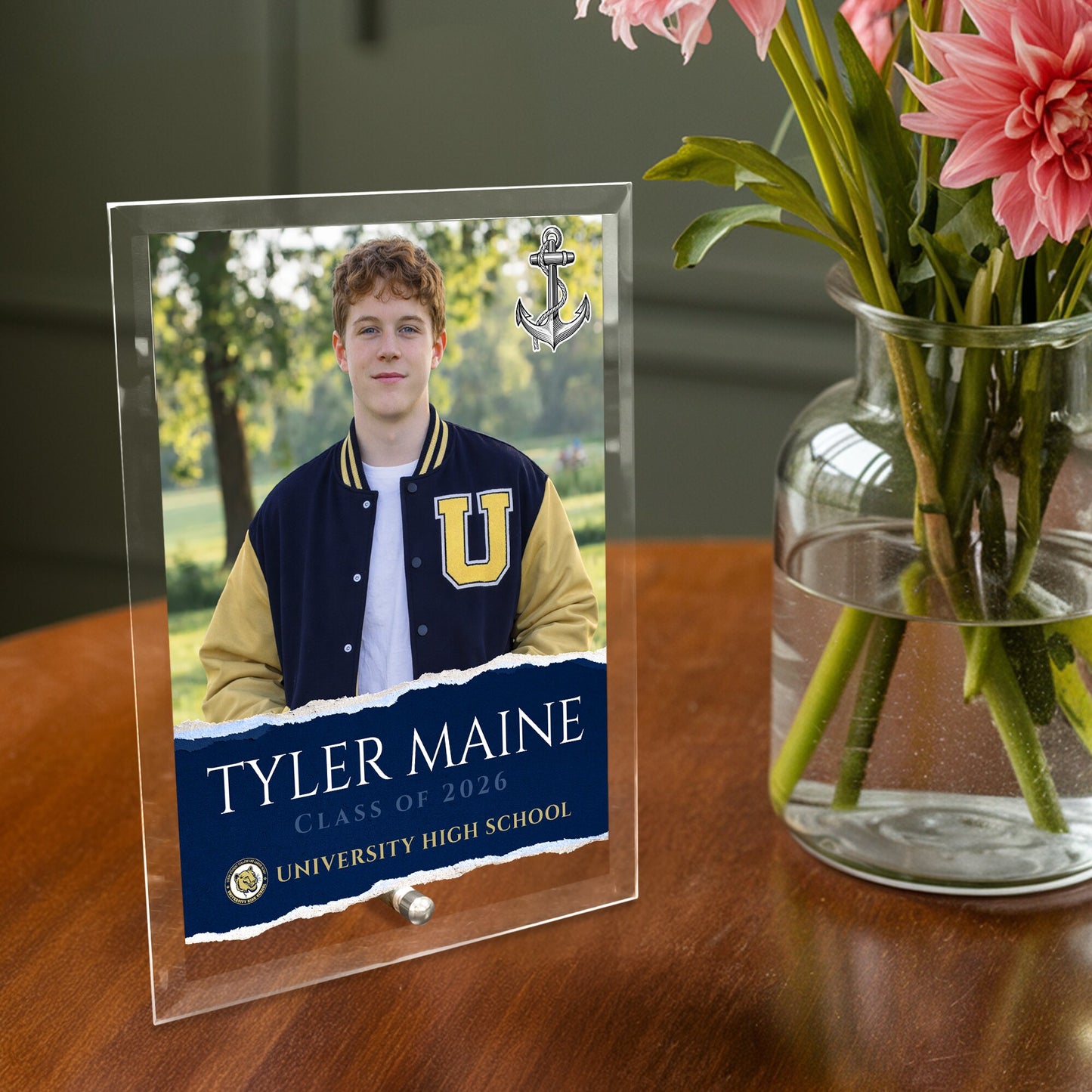 University High School Glass Plaque Design 3