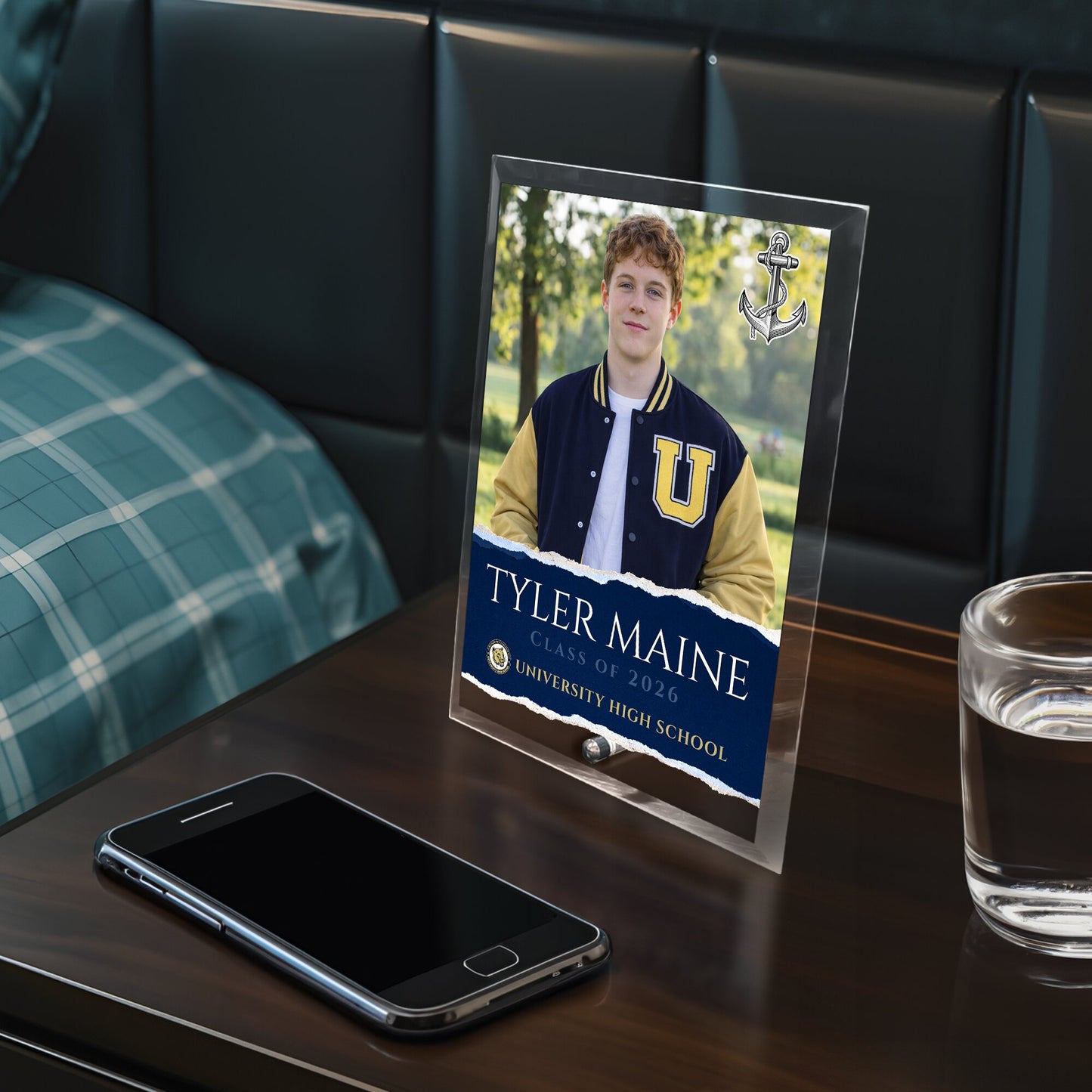 University High School Glass Plaque Design 3