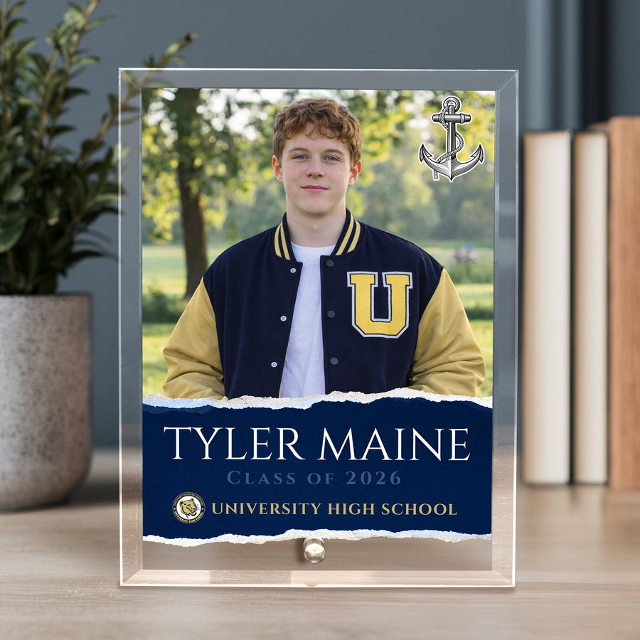 University High School Glass Plaque Design 3