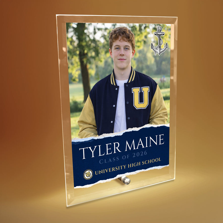 University High School Glass Plaque Design 3