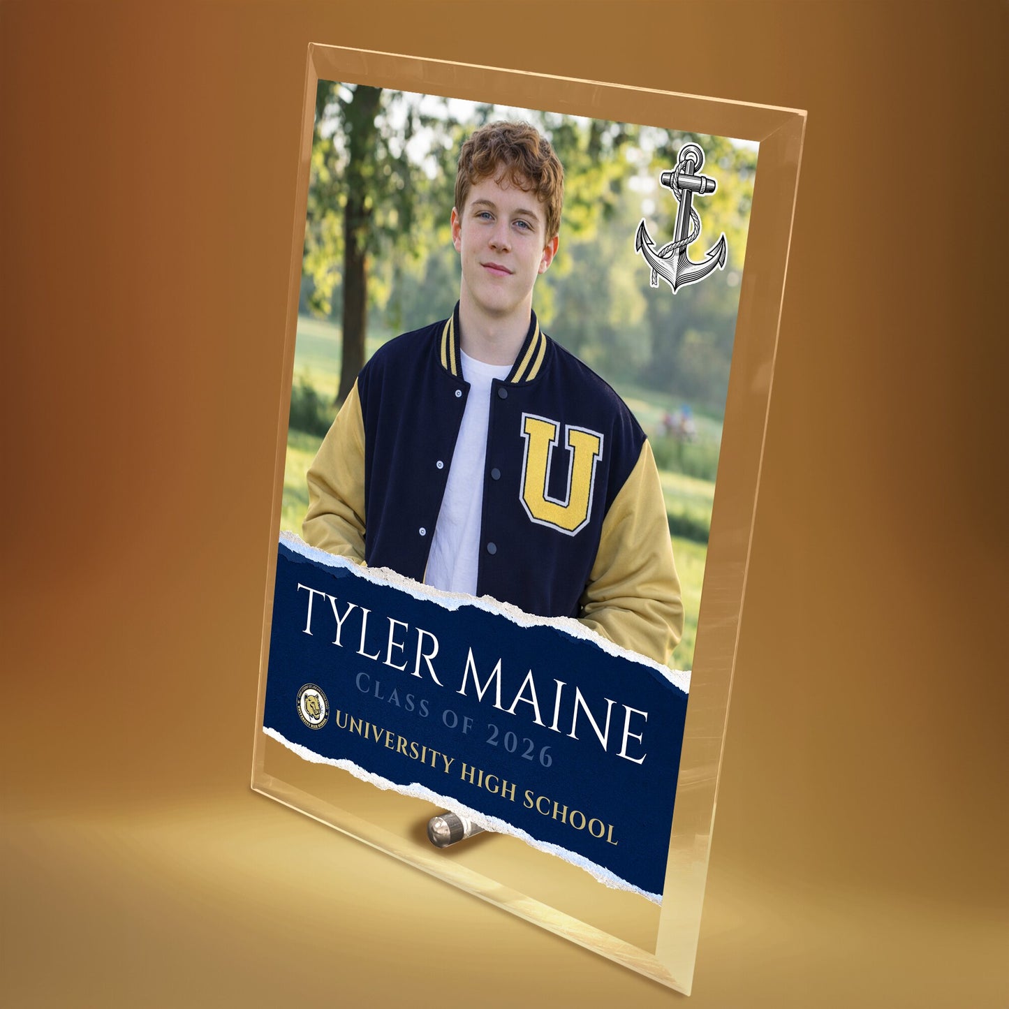 University High School Glass Plaque Design 3