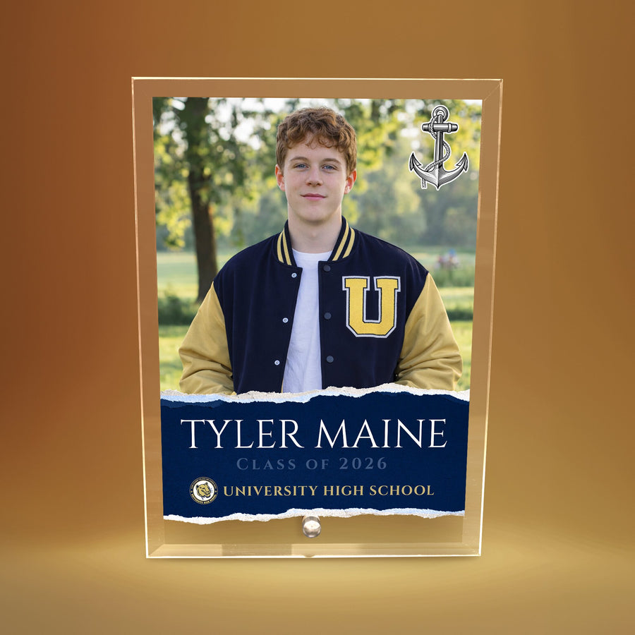 University High School Glass Plaque Design 3