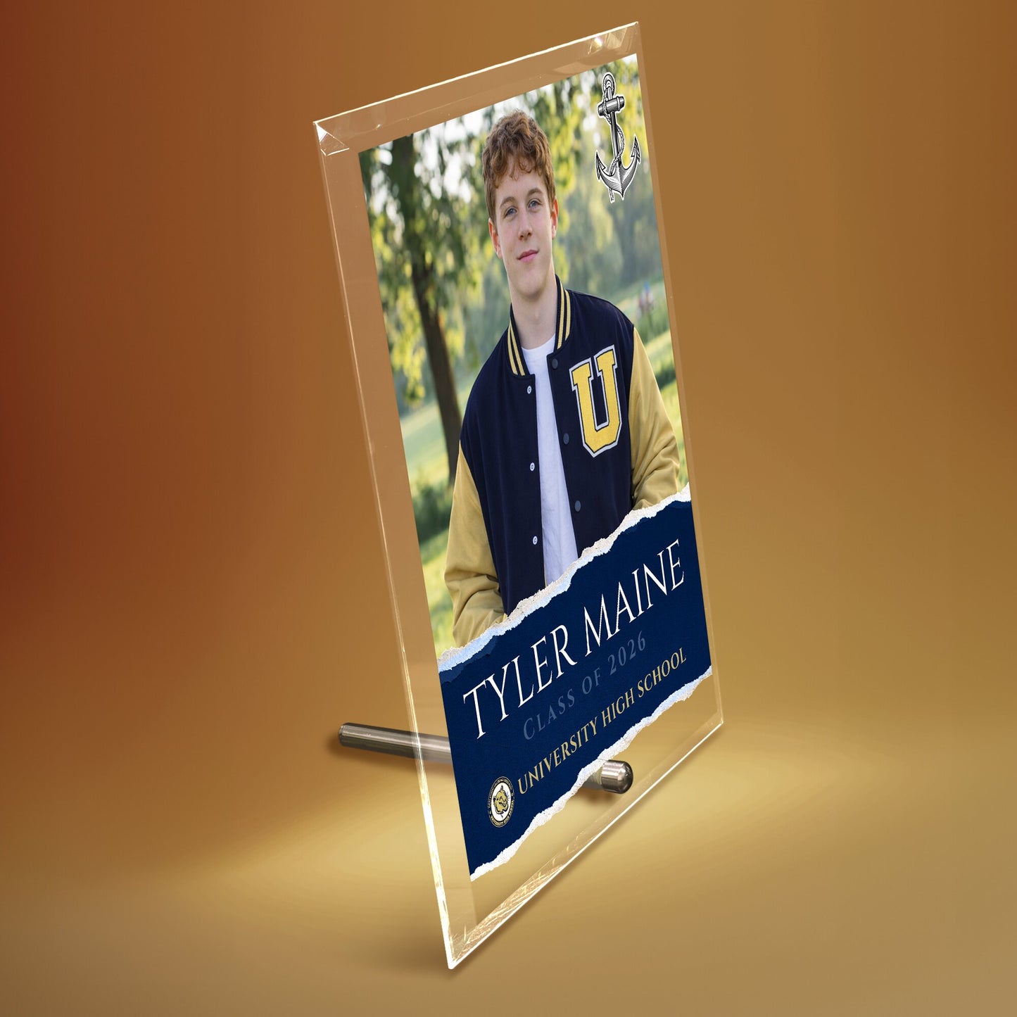 University High School Glass Plaque Design 3