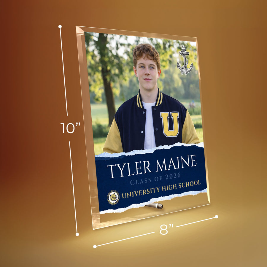 University High School Glass Plaque Design 3