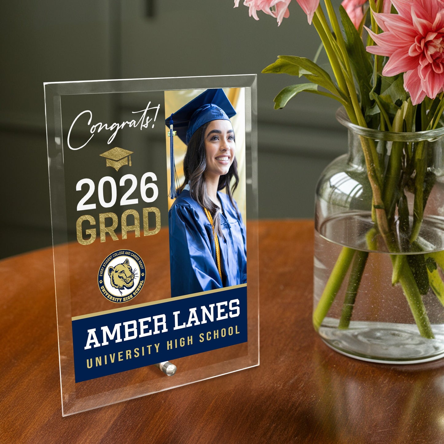University High School Glass Plaque Design 4