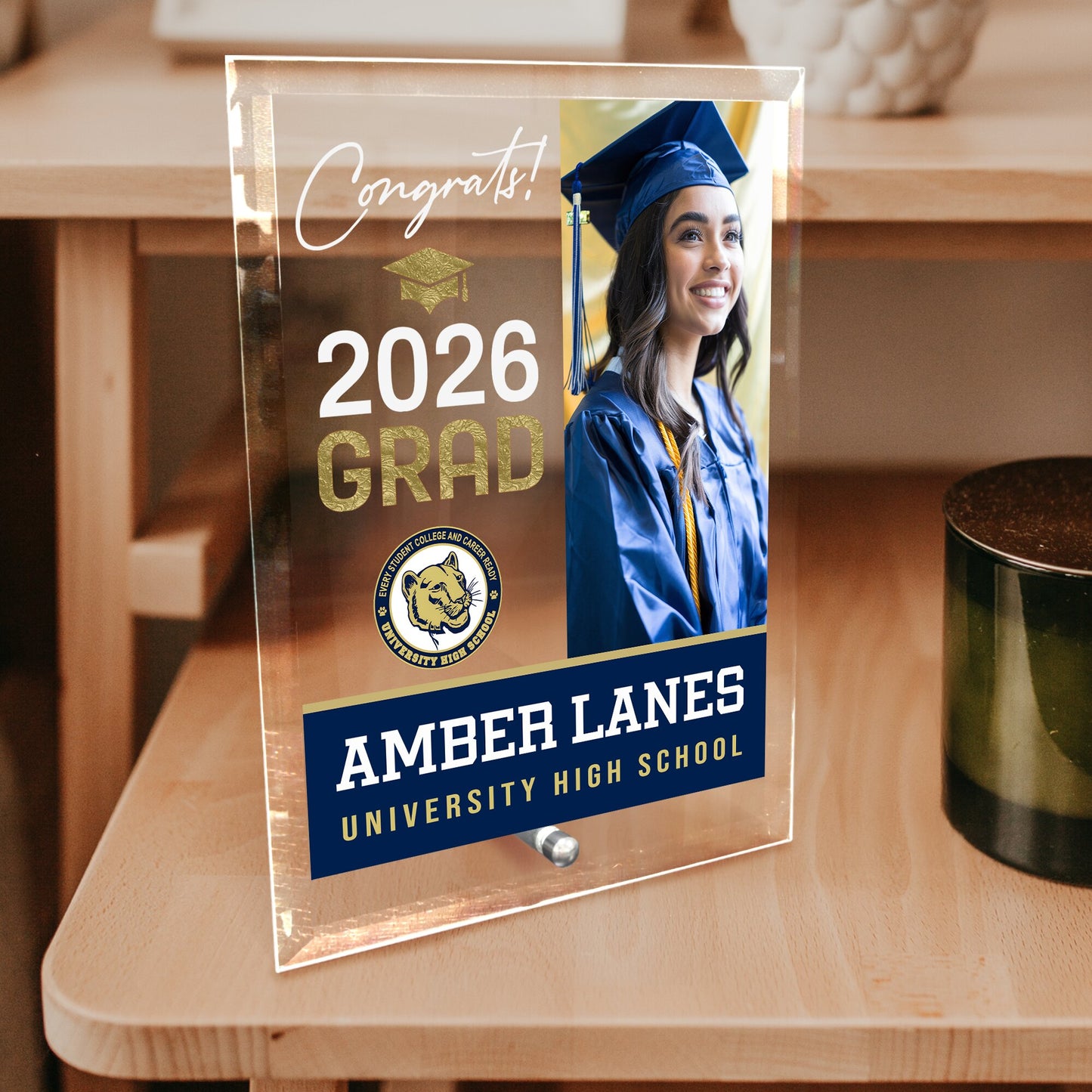 University High School Glass Plaque Design 4