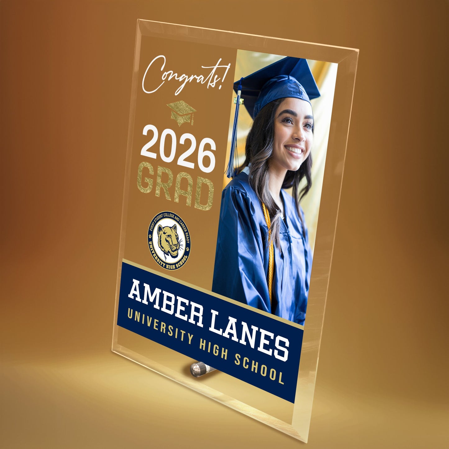 University High School Glass Plaque Design 4