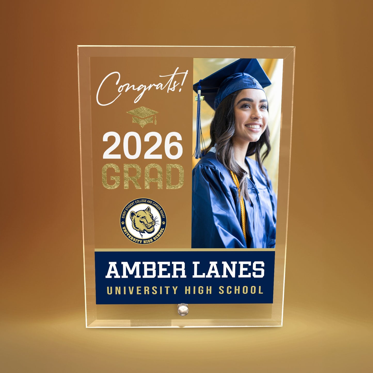 University High School Glass Plaque Design 4