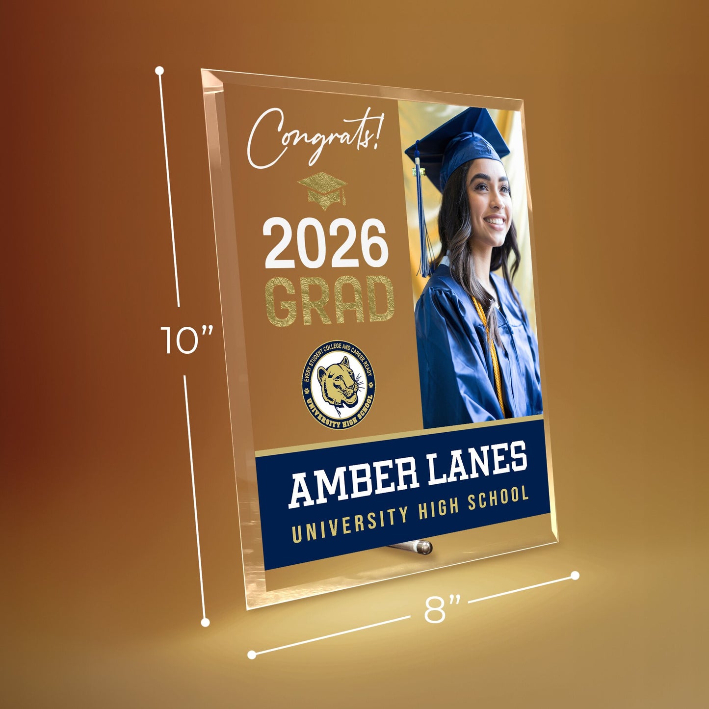 University High School Glass Plaque Design 4