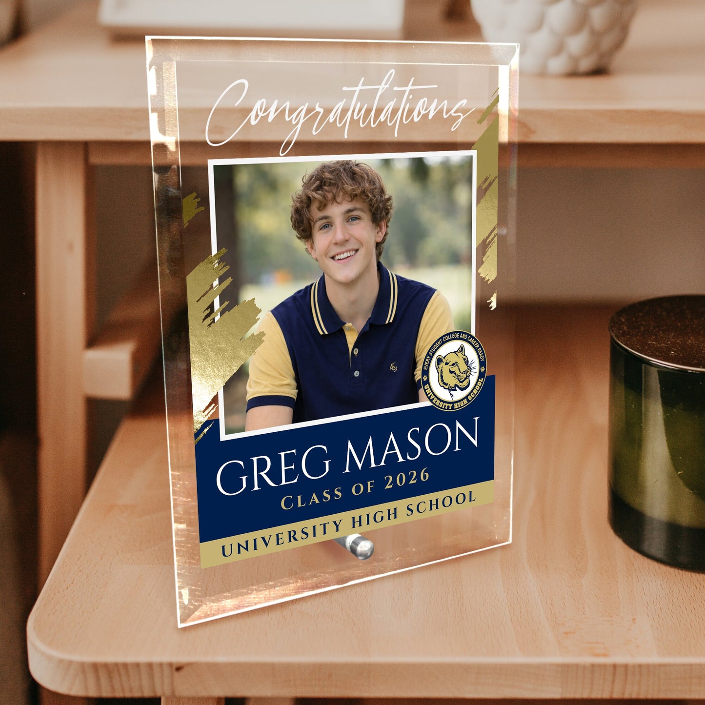 University High School Glass Plaque Design 5
