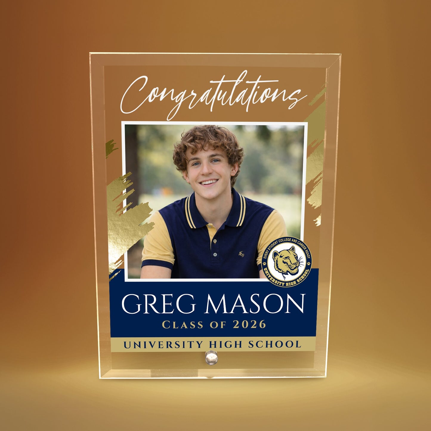University High School Glass Plaque Design 5