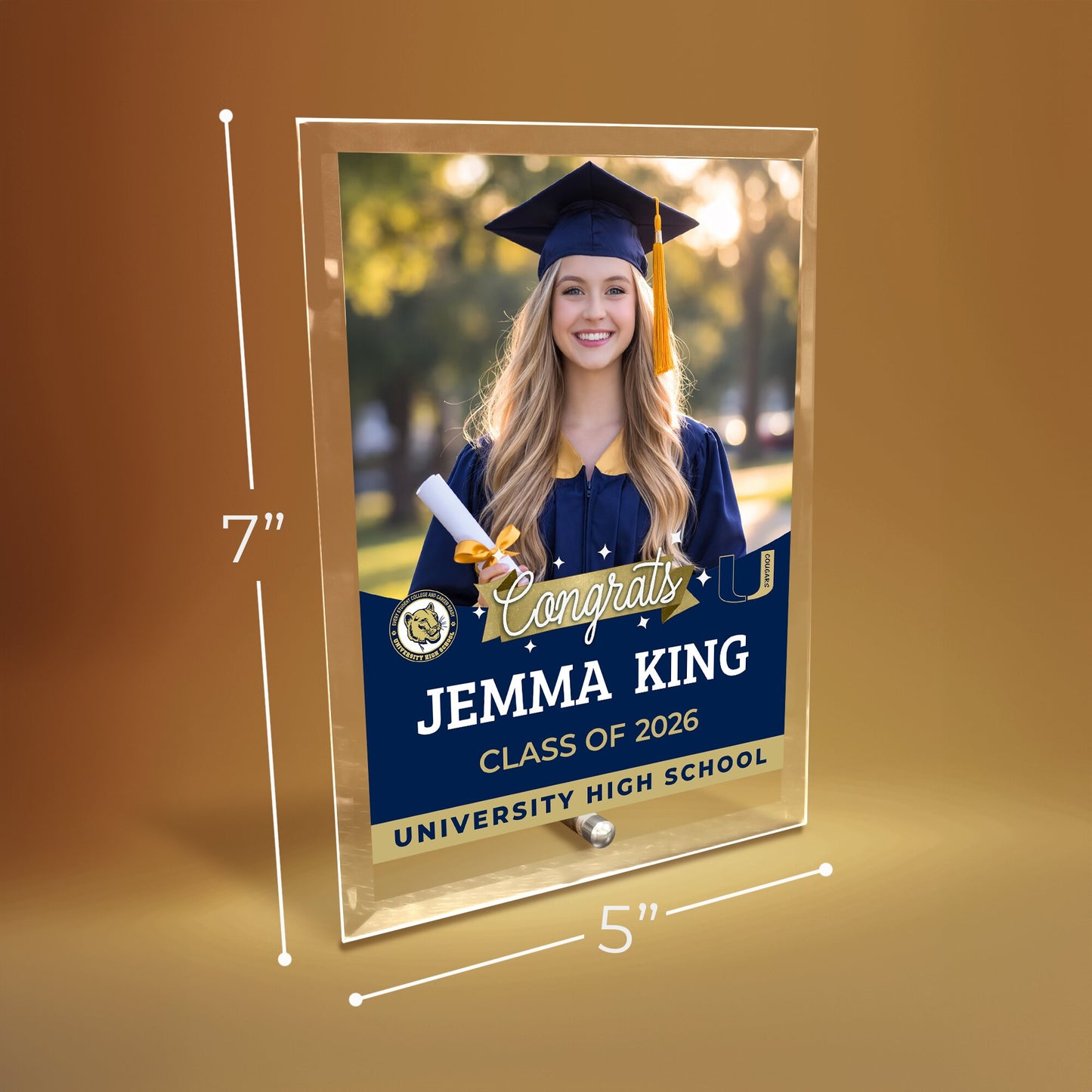 University High School Glass Plaque Design 6