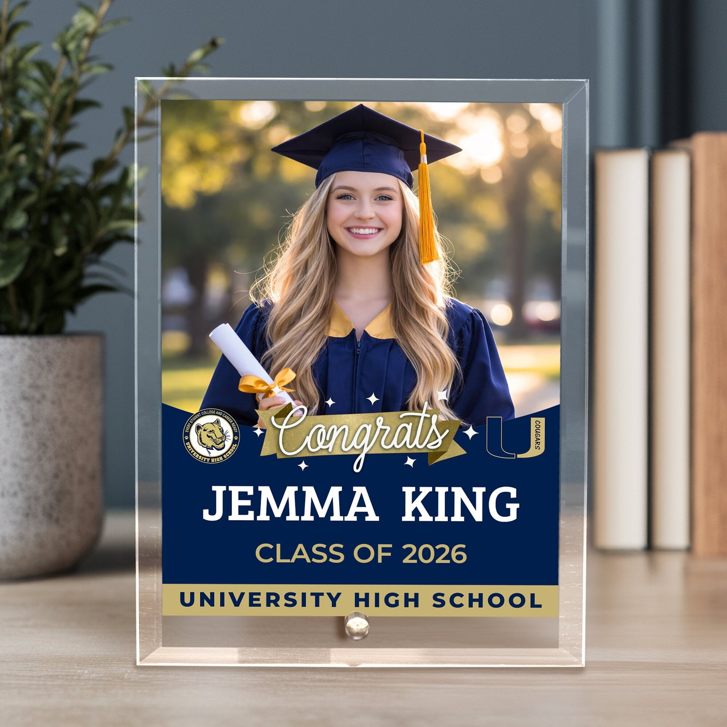 University High School Glass Plaque Design 6
