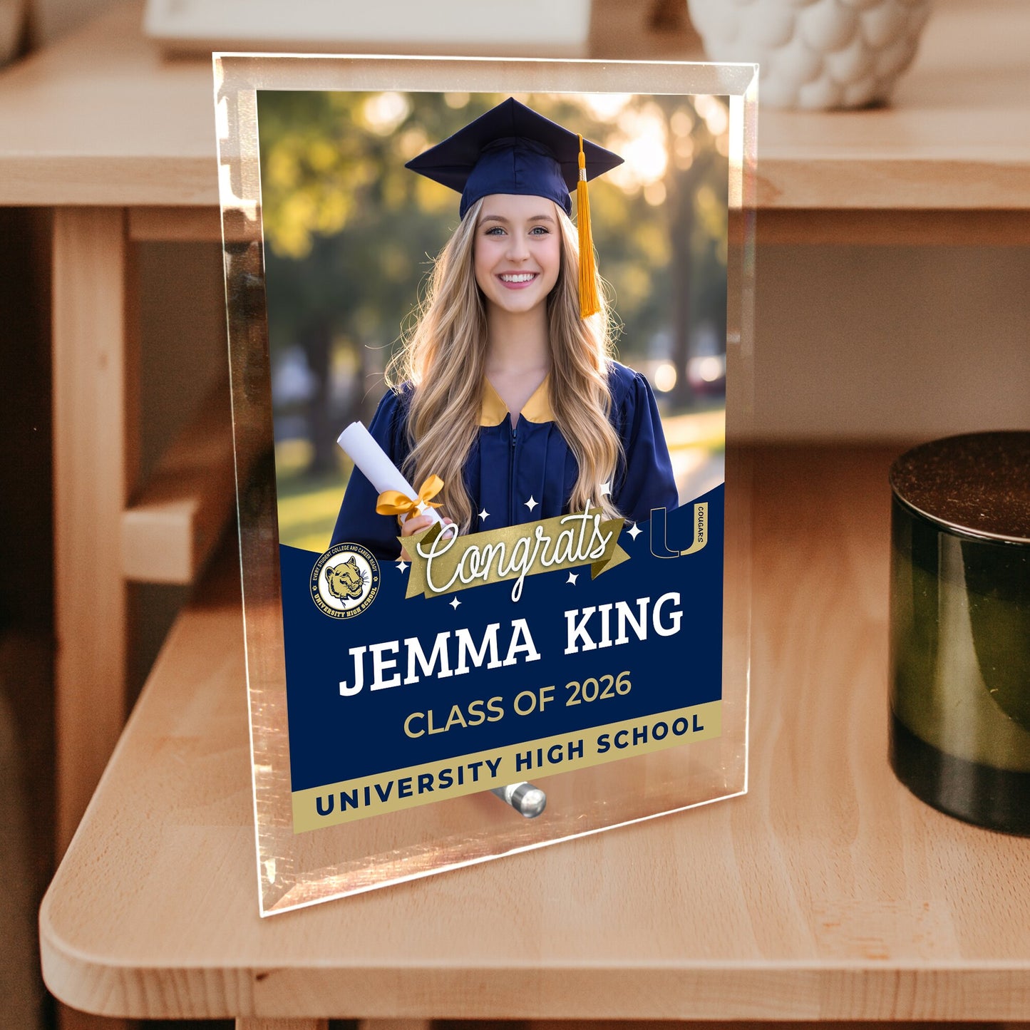 University High School Glass Plaque Design 6