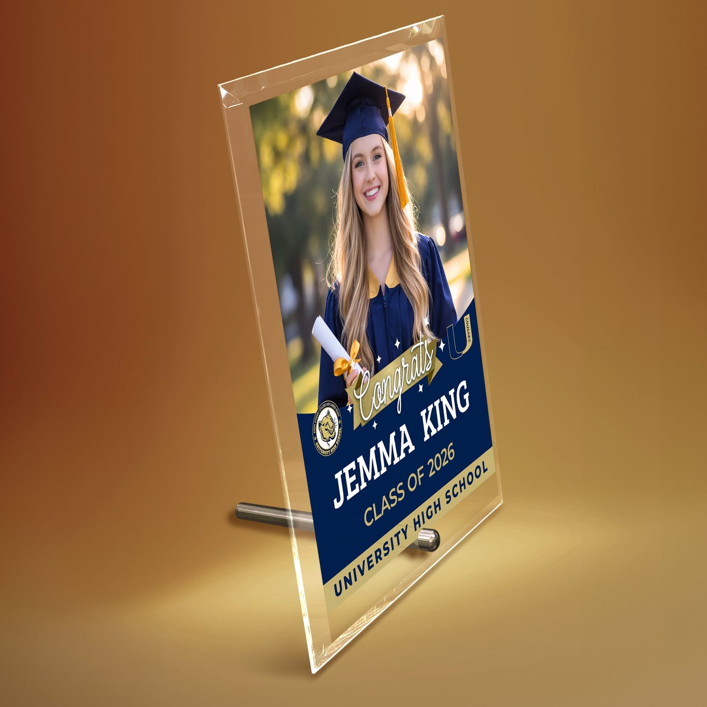 University High School Glass Plaque Design 6
