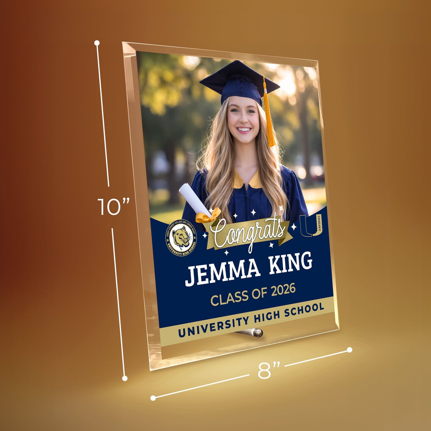 University High School Glass Plaque Design 6